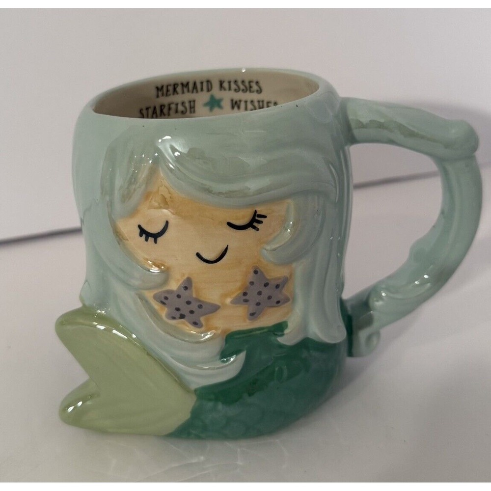 Tag‎ Coffee Mug Seafoam Mermaid-3D-"Mermaid Kisses Starfish Wishes"